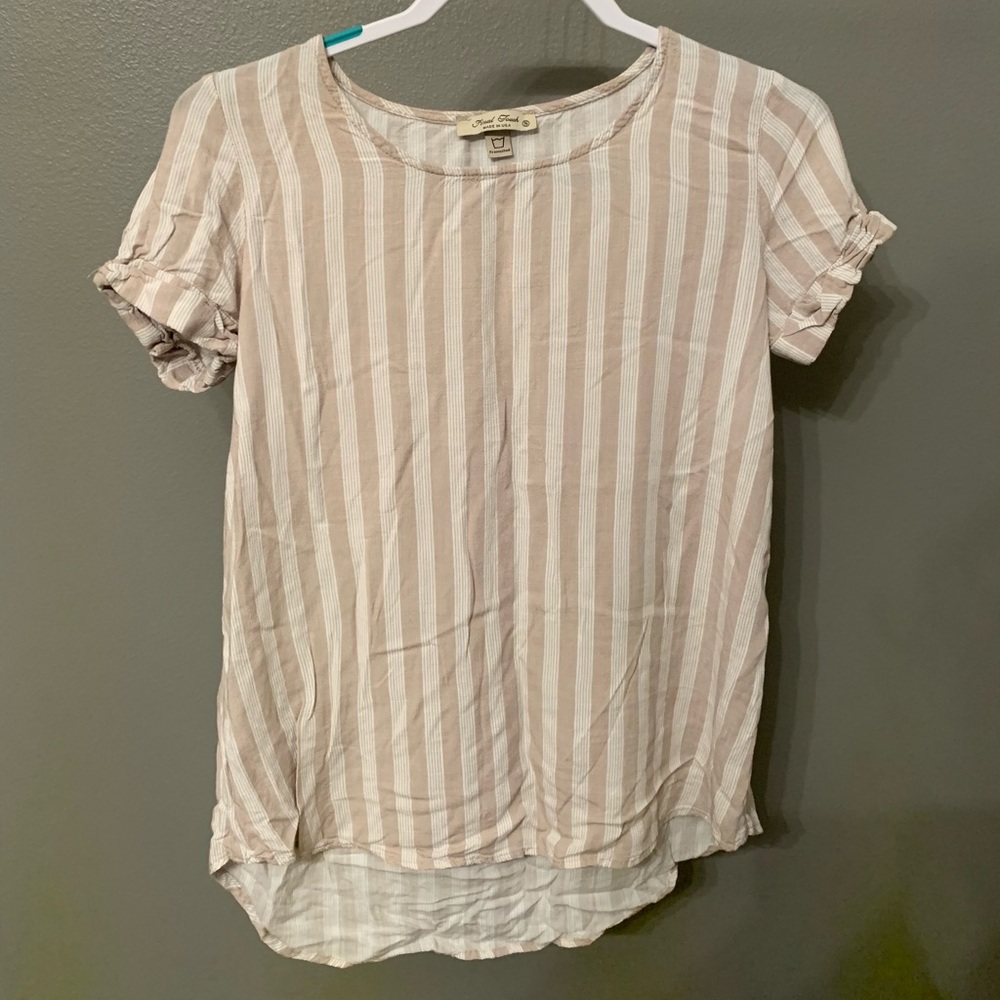 Tan and White Striped Shirt